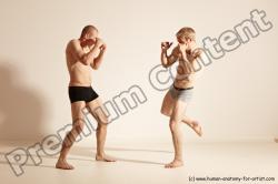 Underwear Martial art Man - Man White Moving poses Slim Short Blond Dynamic poses Academic